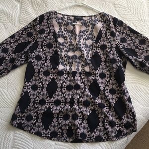Navy and pink blouse